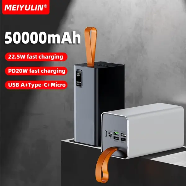 50000mAh Power Bank Portable 20000mAh USB C PD 20W Fast Charging Large Capacity External Spare Battery For iPhone Samsung Xiaomi