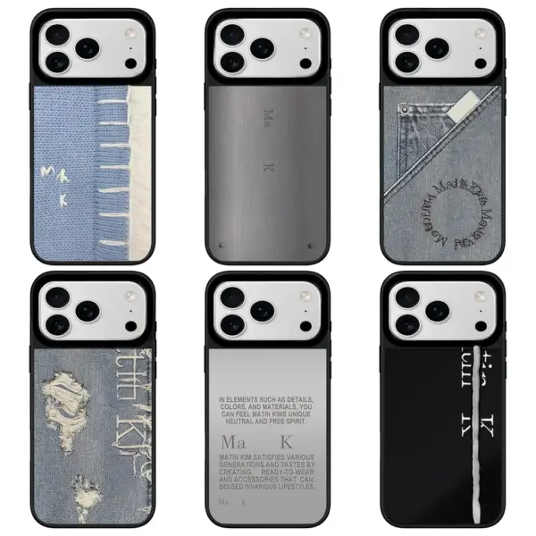 Jeans Pattern Mirror Surface Black Border Magnetic Phone Case Cover for IPhone 12 13 14 15 16 17 Pro Max Case