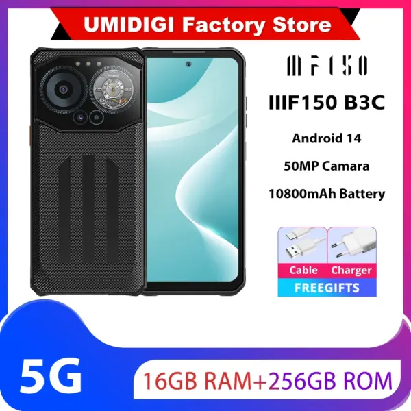 IIIF150 B3C Rugged 16GB 256GB Smartphone Dual Display 50MP Camera 10800mAh Android 14 Ultra-Thin Rugged Phone Global Version
