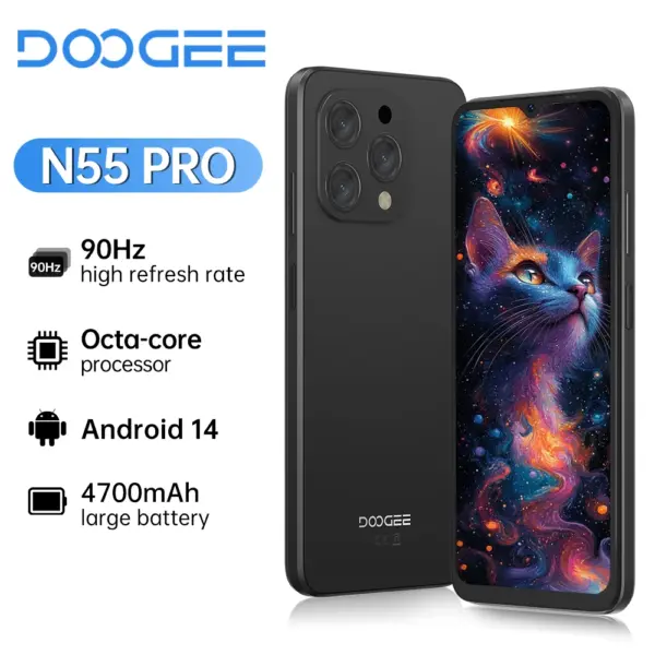 DOOGEE N55 PRO Smartphone 5G 6.56 "90Hz IPS Screen Telephone Portable 4GB+ 128GB UNISOC T606 Triple Camera Smartphone Android 14