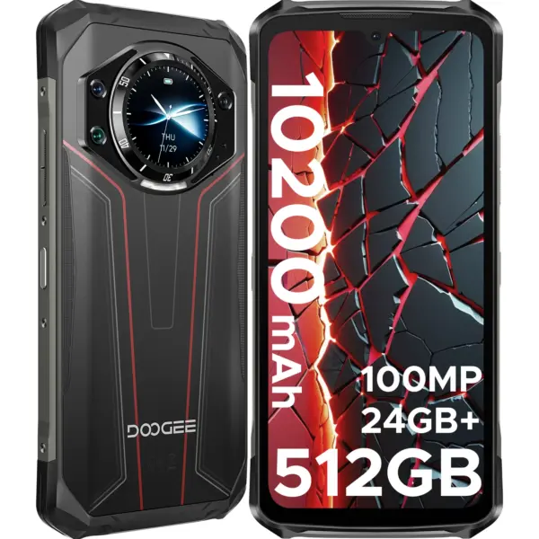 DOOGEE S119 Rugged Phone 1.32" Rear Display 6.72" 32GB(8+24) 512GB 100MP Main Camera 10200mAh Large Battery NFC Cellphone