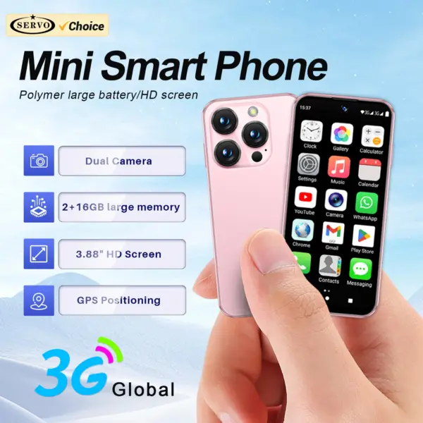 Official SERVO 19E Android Tiny Smartphone 2 SIM Cards 3G Network 16GB ROM GPS WiFi Camera 3.88" Screen Mini Smart Mobile Phones
