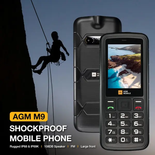 AGM M9 Rugged Phone 2G Russian or English keyboard GSM Cellphone2.4inch Screen Dual Sim Large Button Cheap Cellphone For Elderly