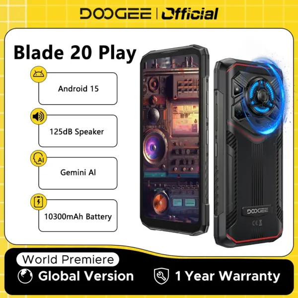 DOOGEE Blade20 Play Rugged Phone 5G Global Version Android 15 Gemini Al 10300mAh Battery 6.6'' Display AI Camera Mobile phone