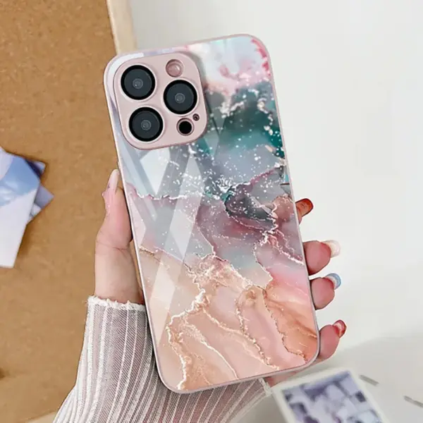 Marble Pattern Phone Case For iPhone 16 Pro Max Case iPhone 15 13 11 12 17 14 Pro Max 16e XR XS 7 8 Plus SE Tempered Glass Cover