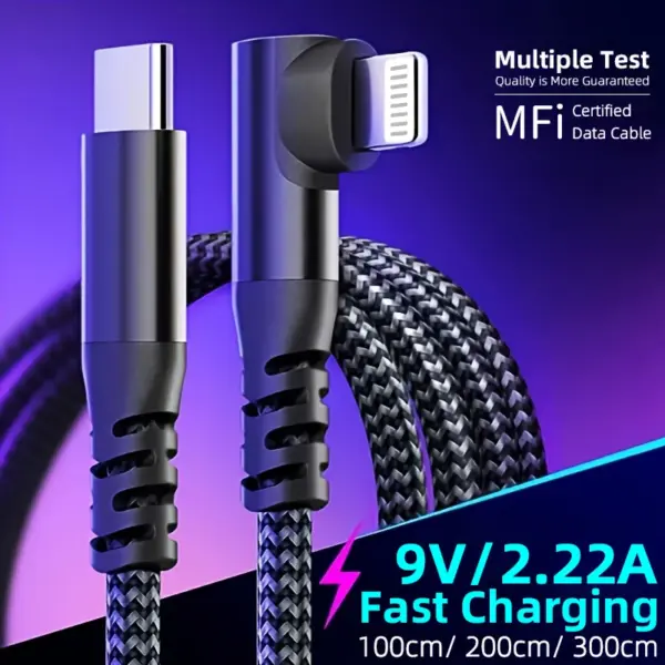 Elbow 20W USB C To Lighting Cable For iPhone 15 14 13 12 Pro Max Type C To Lighting Cable Data Wire Cord Fast Charging Cable