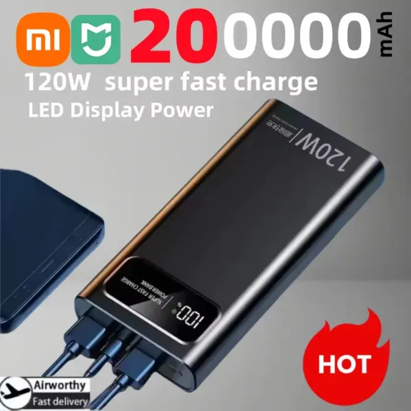 Xiaomi Mijia 120W 200000mAh Power Bank Super Fast Charging Battery High Capacity Digital Display For iPhone Samsung Huawei