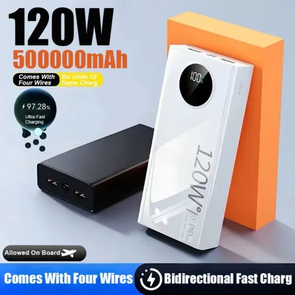 500000mAh High Capacity Power Bank 120W Fast Charging Powerbank Portable Battery Charger For iPhone Samsung Huawei 2025 New