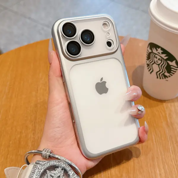Translucent PC Matte Iphone Case For Iphone 17 Pro Max Plating Frame Anti-fall Anti-collision Phone Cover Lens Film Protection