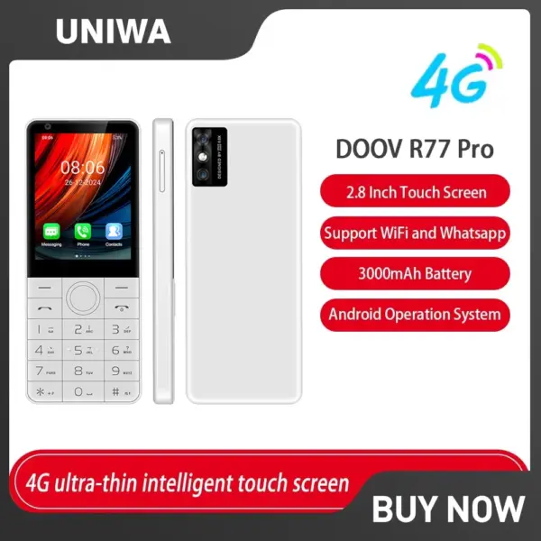 DOOV R77 Pro 4G Smart Touch Screen 2.8“ 3GB+32GB Android 5MP Camera Whatsapp Russian Multilingual Keyboard Smart Button Phone