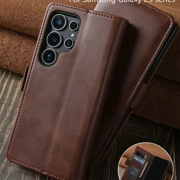 for Samsung Galaxy S25 Edge S24 Ultra S23 S22 S21 S20 FE Note 20 Plus 10 Lite Luxury Leather Phone Case Card Holder Wallet Cover
