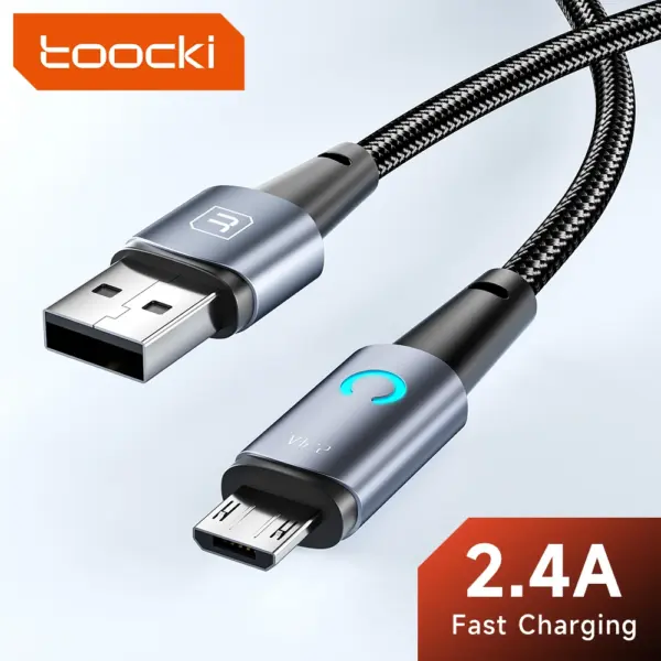 Toocki Micro USB Cable for Samsung S10 2.4A Fast Charging Quick Charge Micro Cable for Fan Headphone LED Phone Charger Data Cord