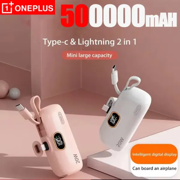 OnePlus 10000mAh Portable Power Bank 2- in-1 Fast Charger Lightweight High capacity Pocket Power Bank For IPhone Huawei Samsung