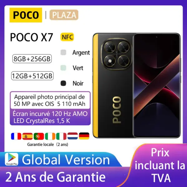 POCO X7 5G，NFC，Smartphone，Dimensity 7300-Ultra，1.5K 120Hz AMOLED Display，50MP Camera，IP68 Dust and Water Resistance，Charger Not Included