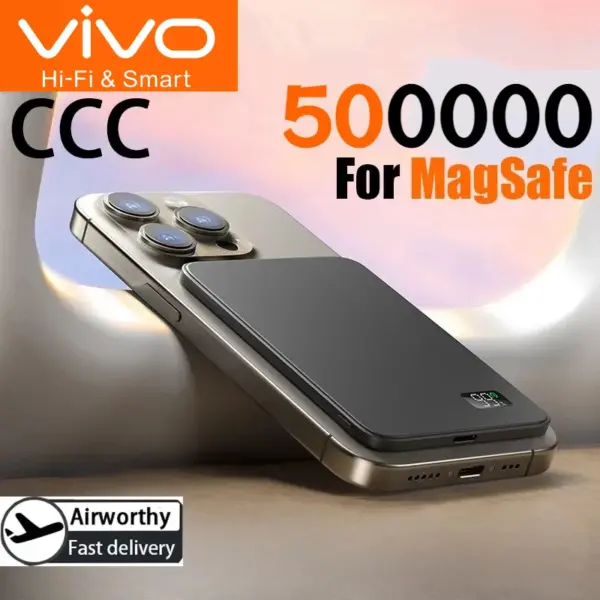 VIVO 50000mAh Ultra Thin Wireless Power Bank For MagSafe Magnetic Fast Charging Portable Battery Display CCC Certification New