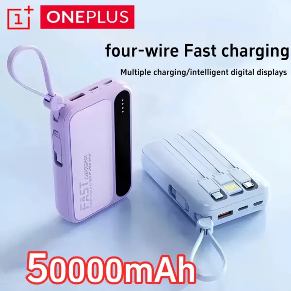 ONEPLUS Mini Power Bank Fast Charging 10000mAh High-Capacity Built in Cables External Battery Come With Lanyard LED Display