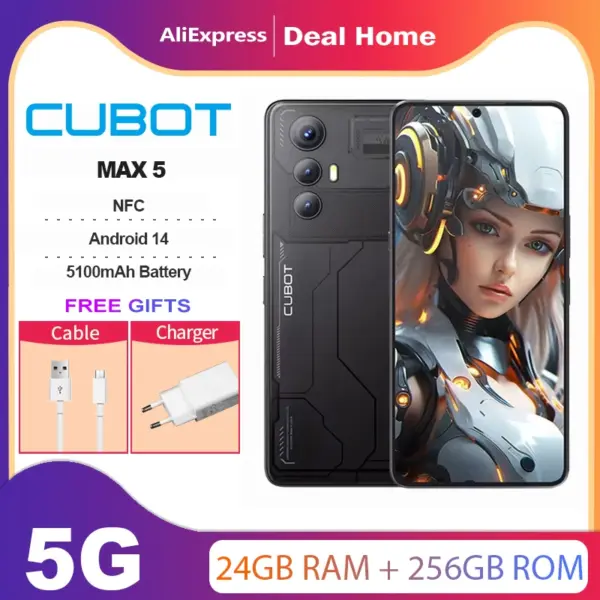 CUBOT MAX 5,NFC,24 Гб+256 Гб,5G Rugged,5100мАч,6.95" 144Hz Large Screen,100MP Camera,Android 14,Dimensity 8200,глобальная версия