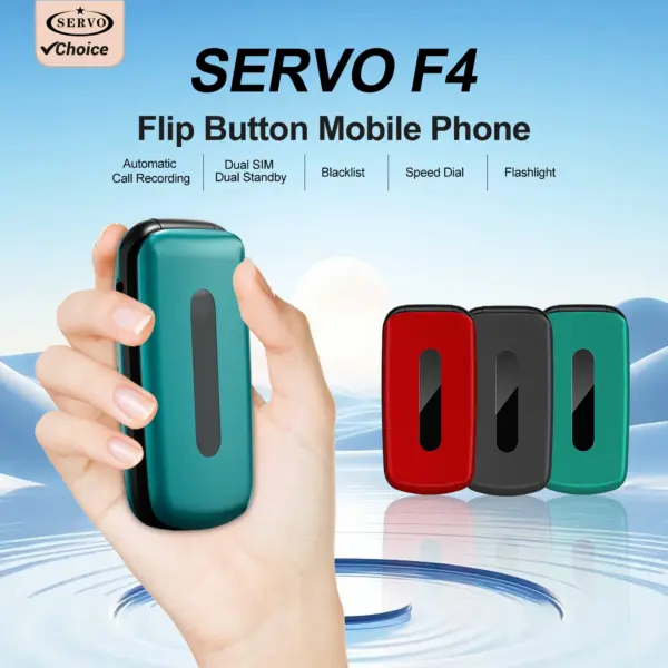 SERVO F4 Fold Small Mobile Phone Dual SIM Speed Dial Call Recording Blacklist 2G GSM Cheap Mini Flip Pocket Cellphone FM Radio