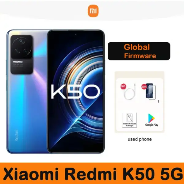 Global firmware xiaomi Redmi k50 5G Smartphone Unlocked 6.67 inch Screen CPU MediaTek Dimensity 8100 48MP Camera used phone