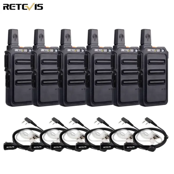 Retevis RT619 6 PCS Walkie Talkie License Free PMR446/FRS 1300mAh Rechargeable Portable Communication for Security Supermarket