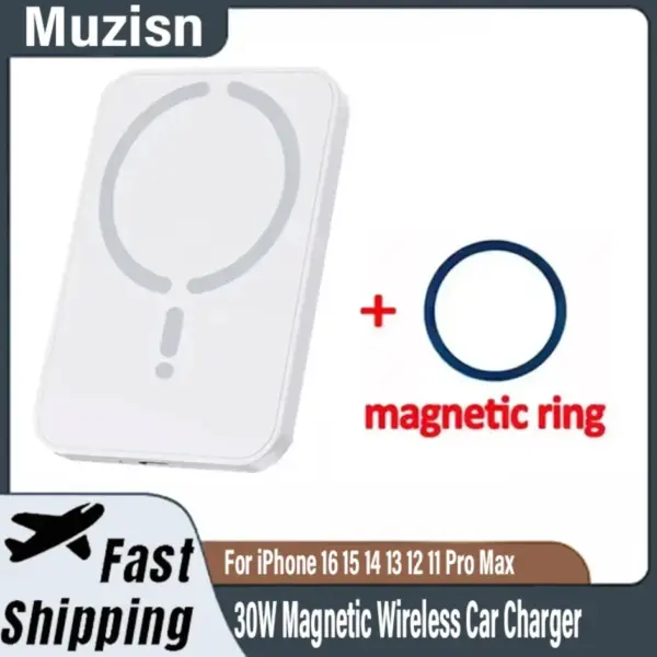 Car 30W Magnetic Wireless Charger Air Vent Clip Phone Holder For Magsafe iPhone 16 15 14 13 12 Pro Max Fast Car Charging Stand