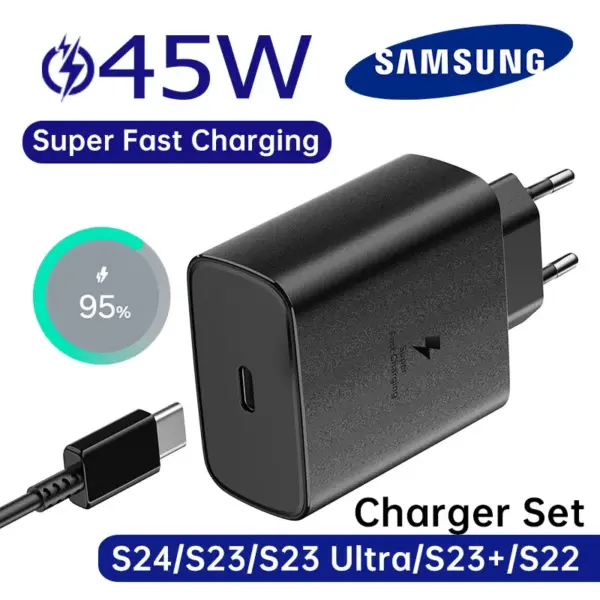 SAMSUNG 45W Type C Charger Original Samsung S24 Ultra PD USB C Adapter Samsung Galaxy S23 S22 S21 Ultra Super Charge Zflip 5