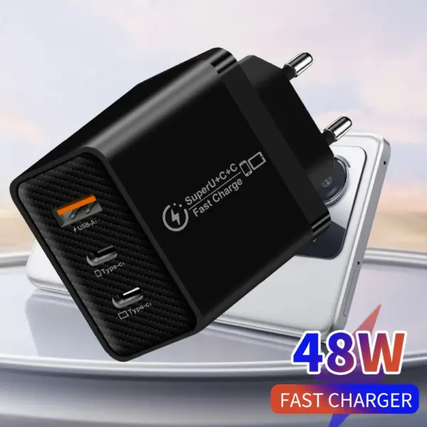 48W USB C Charger EU US UK Plug For Phone USB PD Fast Charging QC3.0 Wall Charger For iPhone Samsung Xiaomi Mobile Phone Adapter