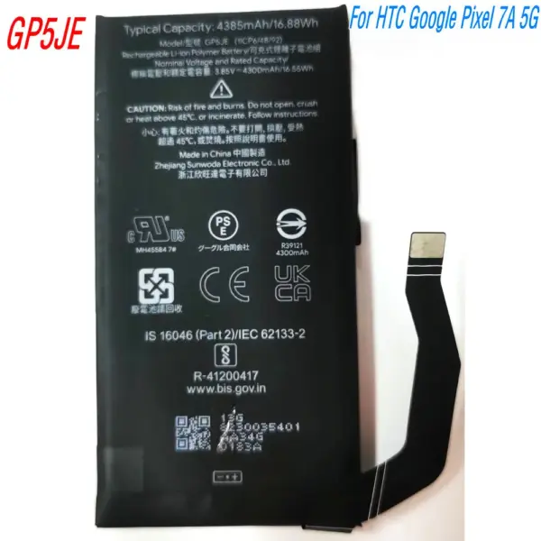 GP5JE Rechargeable Li-ion Battery for HTC Google Pixel 7A 5G Mobile Phone 3.85V 4385mAh 1ICP6/48/92