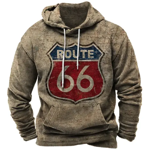 Vintage Pullovers Hoodie Route 66 3d Print Hoodies Men Fashion Sweatshirts Sweats Men's Clothing Tracksuits