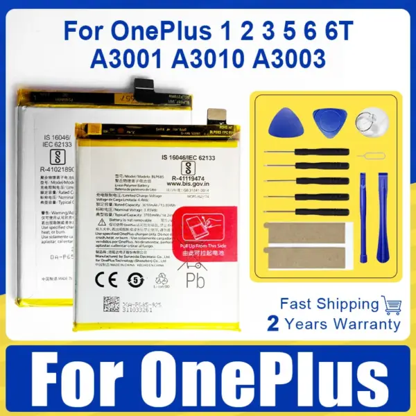 XDOU New BLP637 BLP571 BLP597 BLP613 BLP633 BLP657 BLP685 Battery For OnePlus 1 2 3 3T 5 5T 6 6TA3001 A3010 A3003 + Tools Kit