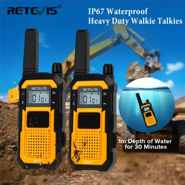 Retevis RB48 Heavy Duty Walkie Talkie IP67 Waterproof USB Type C Charger Dual PTT VOX PMR446/FRS Two Way Radio for Construction