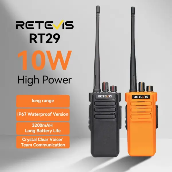 Retevis RT29 10W walkie talkie long range walkie talkies IP67 Waterproof vhf uhf professional two way radio for camping construc