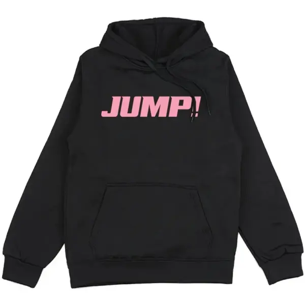 Black and Pink Jump Single Hoodies Korean Girls Band Fashion Sweatshirts Long Sleeve Loose Pocket Pullovers Unisex Streetwear