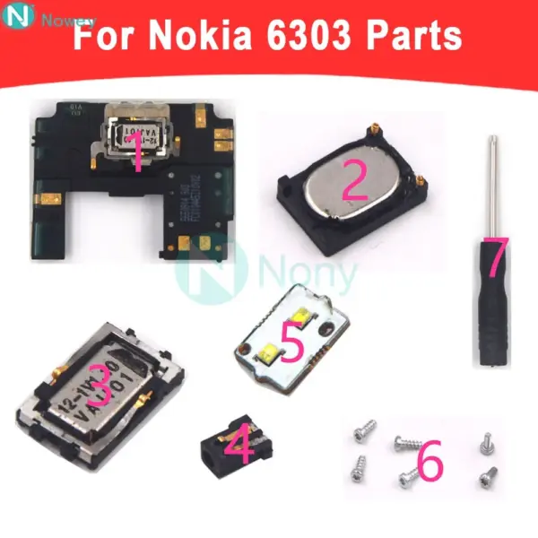 Nowey 6303 Antenna Housing For Nokia 6303 Phone Earpiece Microphone Speaker Screws Charging Power Port Cover Case