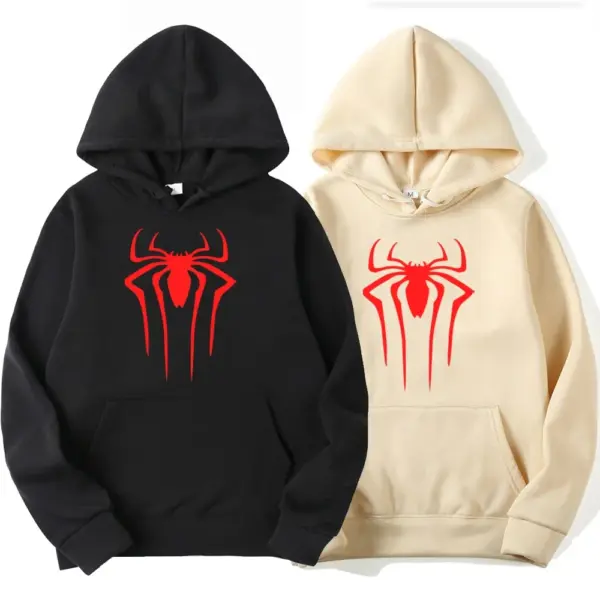 2025 Fashion Men's Hoodie Casual Pullovers Hoodie Sweatshirt Men's top Solid color printed spider hoodie sweatshirt