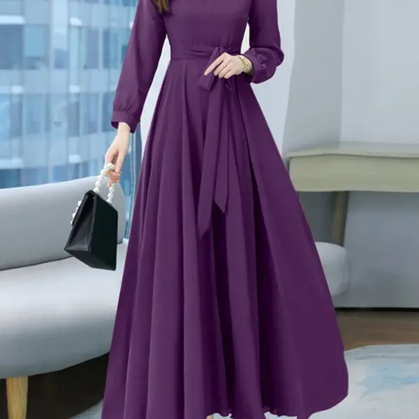 ZANZEA Women Long Sleeve A-line Sundress Spring Long Dress Autumn Solid Party Holiday Maxi Dresses Vestidos Femme Vintage Robe