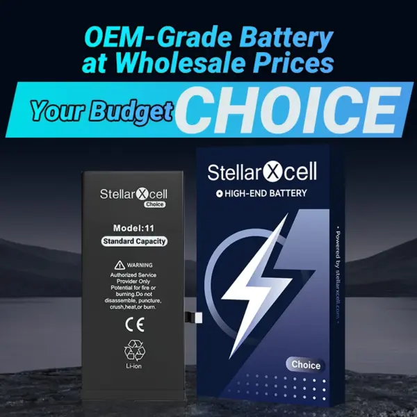 StellarXcell Battery for iPhone OEM TI Chip Battery 6 SE 2 3 7 8 XS XR MAX 11 12 13 14 PRO MAX PLUS MINI Replacement