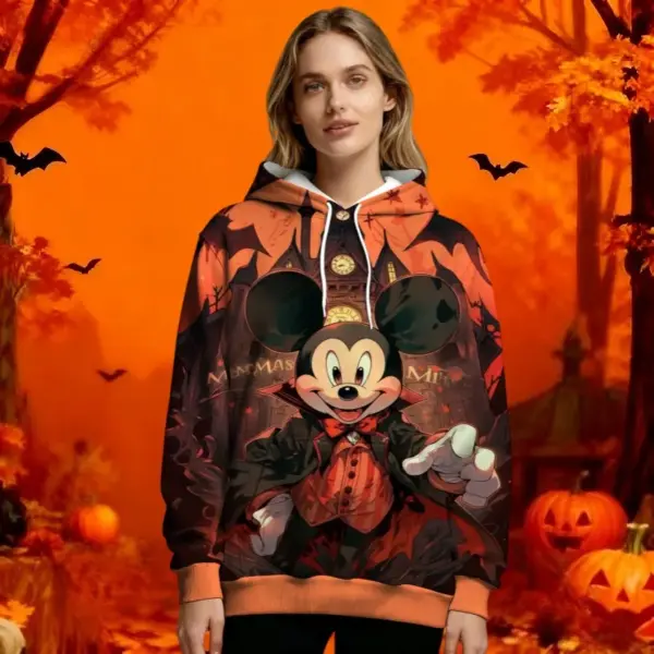 New Autumn/Winter Disney Mickey Mouse Halloween Vampire Theme Women's Hoodie Warm Casual Pullover Fashion Outdoor Collision