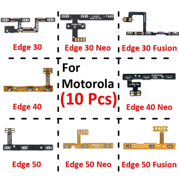 10Pcs Phone Flex Cables For Motorola Moto Edge 30 40 50 Neo Fusion New Power Volume On Off Button Internal Flex Cable Parts