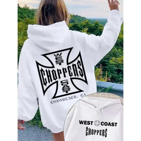 West Coast Choppers Cross Logo Graphic Printred Hoodie Men's Fleece Cotton Sweatshirt Men Women Fashion Vintage Clothes Hoodies