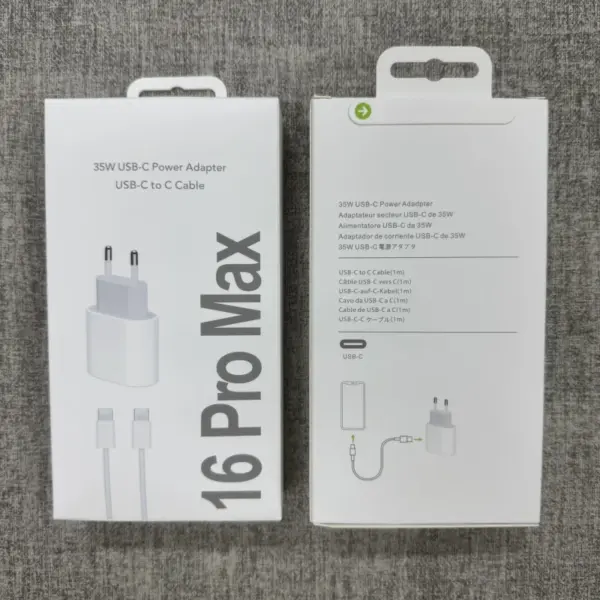 PD 35W USB C Fast Wall Charger For iPhone 16 Plus 15 Pro Max Samsung Pixel Huawei Honor Quick Charging Type C to Type C Cable 1m