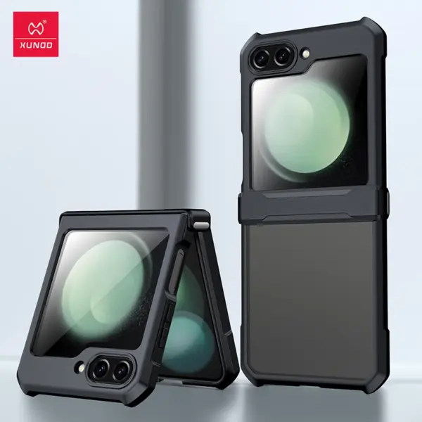 Xundd For Samsung Galaxy Z Flip 7 5 Z Flip 6 7 5G Case Airbag Shockproof Acrylic+TPU+Glass Back Cover For Flip5 z플립 5 7 케이스