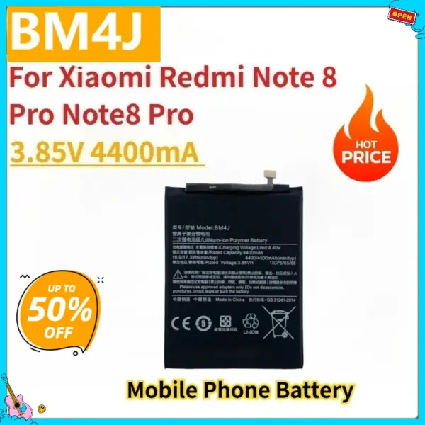 New Replacement Mobile Phone Battery 3.85V 4400mA BM4J For Xiaomi Redmi Note 8 Pro Note8 Pro
