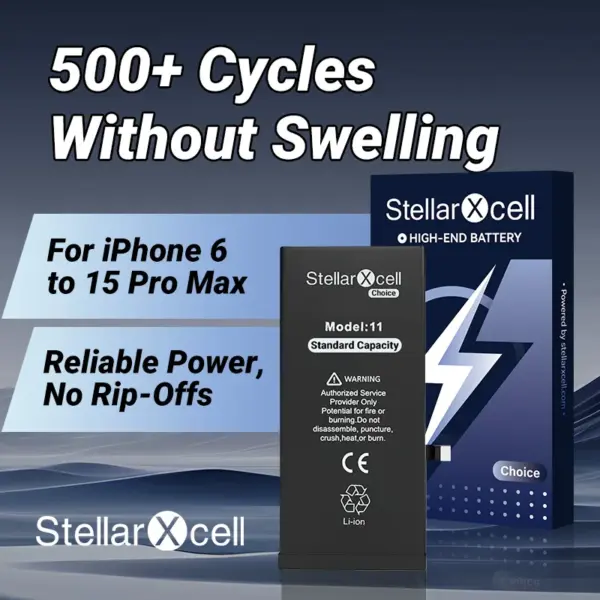 Choice StellarXcell Battery For Iphone Se 2022 2023 7 8 6 s plus x xr max 11 12 13 14 15 Free battery opening tools