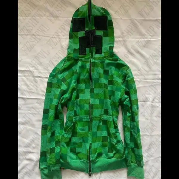 EMO Y2K Zip up hoodie Lattice Harajuku Graphic Print Hip Hop Loose Jacket Retro Gothic Top Casual Punk Zipper Hoodie sweatshirt