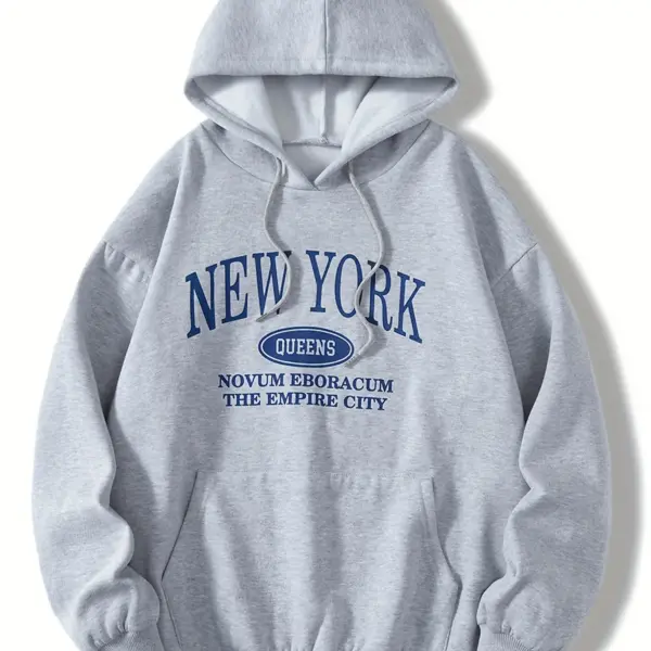New York Queens Letter Printed Hoodies Street Fashion Women Sweatshirts Fleece Soft Pullover Crewneck Loose Female Tops Clothes