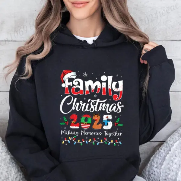 Family Christmas 2025 Print Women Men Hoodie Matching Holiday Graphic Hoodies Fashion Casual HipHop Sweatshirt Harajuku Unisex