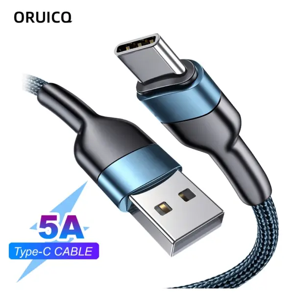5A Fast Charger Type C Cable USB C Nylon Cable For Xiaomi Huawei Oneplus Poco Samsung Iphone 15 16 USB C charger Data Cable