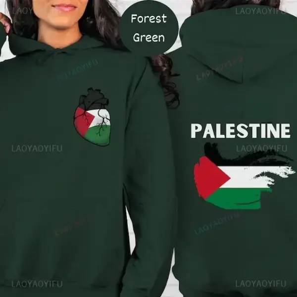 New in Hoodies & Sweatshirts Palestine Olive Hoodie Heart Calligraphy Hoodies Indipendence Gift Clothing Heart Flag Hoodies