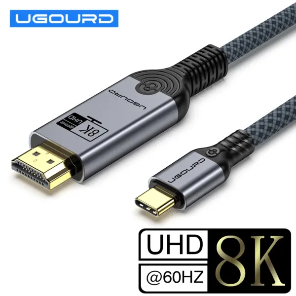 UGOURD USB C to HDMI2.0 Cable Type C to HDMI 4K60HZ Adapter Thunderbolt 3 4 to HDTV 2.0 Converter Cable for iphone 15 16 MacBook